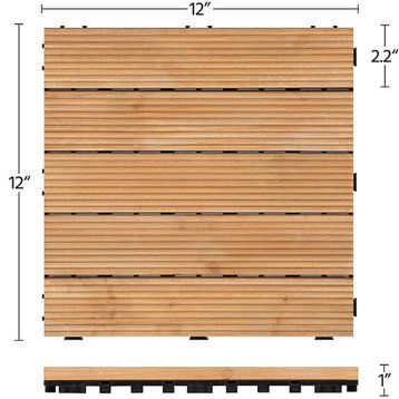 27 Pieces Tiles Solid Wood Deck Interlocking Patio Deck Tiles