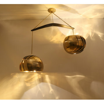 Iris Balance Chandelier, Adjustable Lighting Fixture, Brass, Standard - Led & Ha