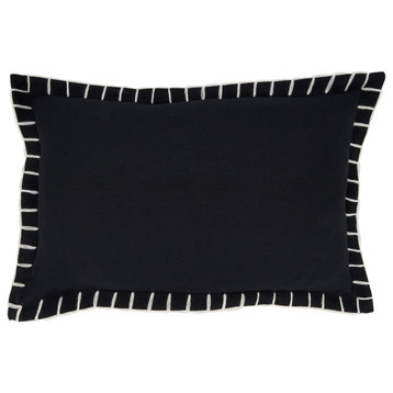 Simple Elegance Chunky Whip Stitch Poly Filled Throw Pillow, Black, 12"x20"