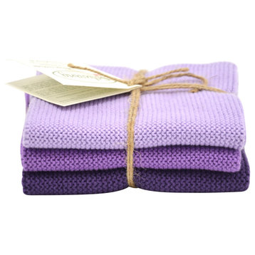 Solwang Design 3-Piece Danish Cotton Dishcloths | 100% Certified Organic Cotton, Organic Purple Combi