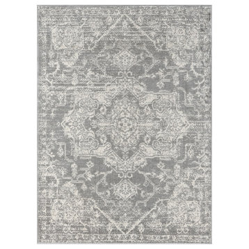 100% PP Frise Distressed Medallion Woven Area Rug - 3x8' RUNNER