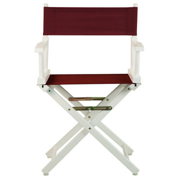 18" Director's Chair With White Frame, Burgundy Canvas