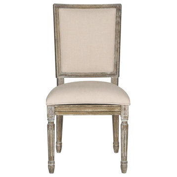 Cora 19'' H French Brasserie Velvet Side Chair Silver Nail Heads Beige / Rustic