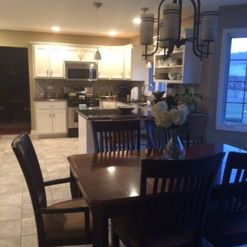 This is oak cabinets after we refinish dover white color
