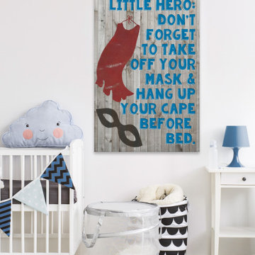 "Superhero Bedtime Rules" Painting Print on Wrapped Canvas