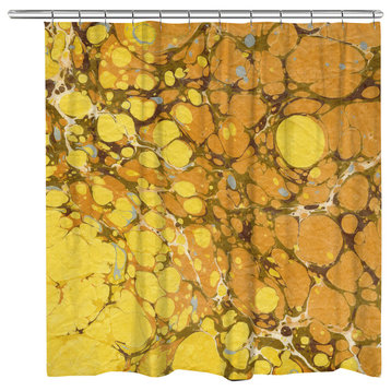 Laural Home Golden Mustard Marble Shower Curtain