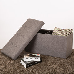 Glitzhome Cuboid PVC Foldable Storage Ottoman Bench with/Padded Seat Gray - Products