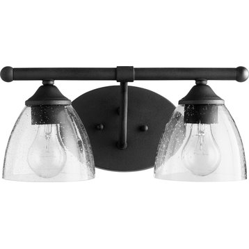 Brooks 2-Light Vanity Fixture, Noir With Clear Seeded Glass