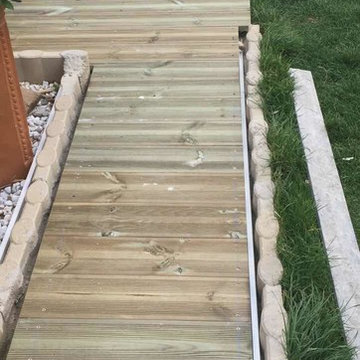 Escalier / Terasse bois extérieur avec spots lumieux