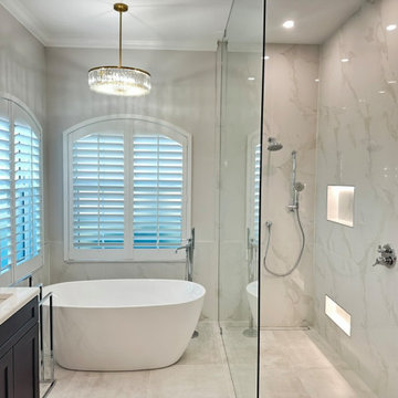 Luxury Transitional Bathroom | Expanded Walk-In Shower