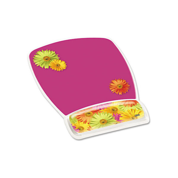 Fun Design Clear Gel Mouse Pad Wrist Rest, 6 4/5 x 8 3/5 x 3/4, Daisy