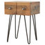 1-Drawer Bedside With Iron Base, Oak Finish Mango Wood/Pewter
