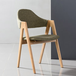 Nestor Solid Oak Dining Chair - Sage Green Fabric - Dining Chairs