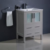 Torino 24" Gray Modern Bathroom Cabinet With Integrated Sink