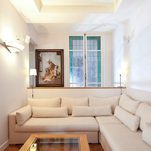 Home theater - transitional home theater idea in Paris