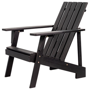 Irving Outdoor Patio Modern Acacia Wood Adirondack Chair, Black