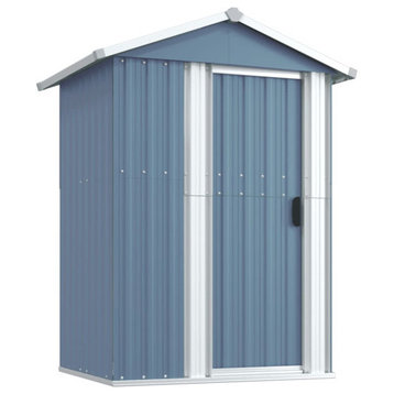 vidaXL Storage Shed Outdoor Garden Shed for Storage Anthracite Galvanized Steel, Gray