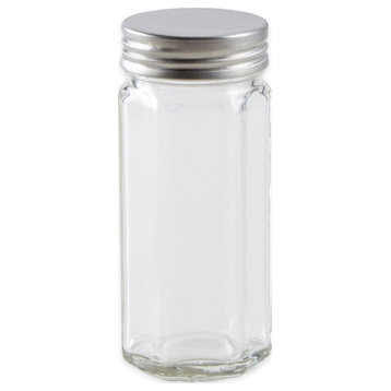 Glass Bottle - Hexagonal - Clear - 3oz 1.75 x 11.75 x 3.75 Stainless Steel Lids