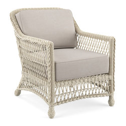 Hampton Lounge Chair in Ivory Wicker - Outdoor Lounge Chairs