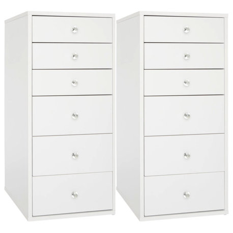 SlayStation 6-Drawer Makeup Vanity Storage Unit, Bright White, Pair