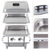 Set of 2 Chafing Dish Buffet Food and Water Pans, Covers, Stands, Fuel Holders