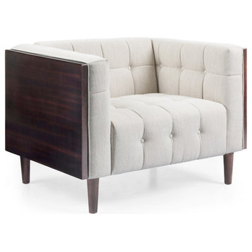 Croton Contemporary Tufted Club Chair, Beige + Brown