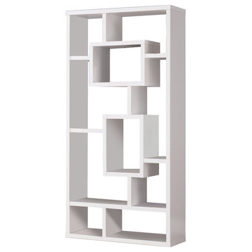 Benzara BM156225 Fantastic Geometric Cubed Rectangular bookcase, White