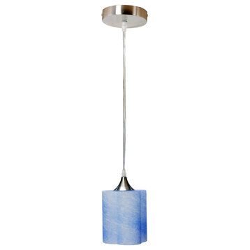 4-Cylinder Hand Blown Glass Pendant Brushed Nickel Finish, Blue, Pack of 1