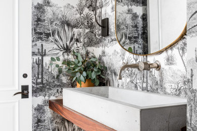 Inspiration for a coastal powder room remodel in Orange County