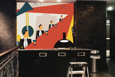 Inspiration for a medium sized midcentury home bar in New York.