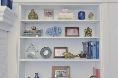 Eclectic living room photo in San Francisco with gray walls