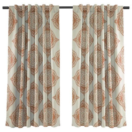 Henna Orange Blackout Curtain, Set Of 2, 50"x63"