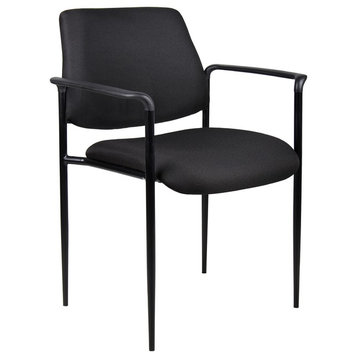 Boss Square Back Diamond Stacking Chair With Arm, Black