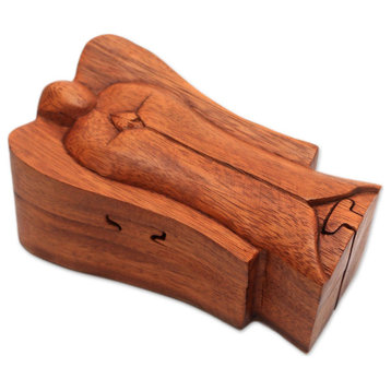 Novica Handmade Angelic Protection Wood Puzzle Box