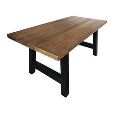 Edward Outdoor Light Weight Concrete Dining Table, Natural Oak