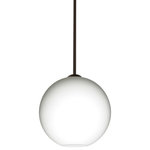 Besa Lighting - Besa Lighting 1TT-COCO1007-LED-BR Coco 10 - 9.88" 9W 1 LED Stem Pendant - The globe-shaped Coco is a blown glass with a neutral d�cor and classic shape that blends gracefully into all environments. Our Cocoon glass is a frosted glass with interesting threads of opaque white swirling throughout. This d�cor is full of textured and creates a point of interest to any room. When lit this glass features a dimensional effect from the whites lines that are interlaced at various levels.� The smooth satin finish on the clear outer layer is a result of an extensive etching process, with the texture of the subtle brushing. This blown glass is handcrafted by a skilled artisan, utilizing century-old techniques passed down from generation to generation. Each piece of this d�cor has its own artistic nature that can be individually appreciated The stem pendant fixture is equipped with an adjustable telescoping section, 4 connectable stem sections (3", 6", 12", and 18") and low Profile flat monopoint canopy. These stylish and functional luminaries are offered in a beautiful Satin Nickel finish.  No. of Rods: 4  Canopy Included: TRUE  Shade Included: TRUE  Cord Length: 120.00  Canopy Diameter: 5 x 5 x 0 Rod Length(s): 18.00  Eco-Friendly: TRUE  Color Temperaute:   Lumens:   CRI:   Rated Life: 30,000 HoursCoco 10 9.88" 9W 1 LED Stem Pendant Bronze Opal Matte Glass *UL Approved: YES *Energy Star Qualified: n/a  *ADA Certified: n/a  *Number of Lights: Lamp: 1-*Wattage:9w LED bulb(s) *Bulb Included:Yes *Bulb Type:LED *Finish Type:Bronze