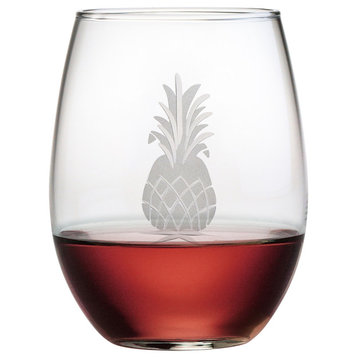 Be a Pineapple Stemless Wine Glasses, Set of 4
