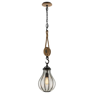Murphy, Pendant, 9", Clear Seeded Glass - Incandescent Lamping