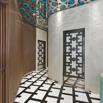 Patterned Marble Corridor Flooring Restaurant