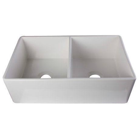 Double Bowl Fireclay Farmhouse Sink, White