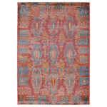 Jaipur Living - Vibe by Jaipur Living Miron Tribal Pink/Blue Area Rug 7'6"x9'6" - Emulating the bold, saturated colors of vegetable-dyed antique rugs, the innovative Prisma collection combines admired traditional design with a durable polypropylene construction. The eclectic Miron rug boasts a tribal lattice motif in bold pink, blue, green, and gold tones. The low pile and easy-to-clean material of this rug proves perfect for high-traffic spaces.