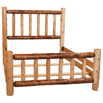 Two-Tone White Cedar Log Standard Bed, Queen