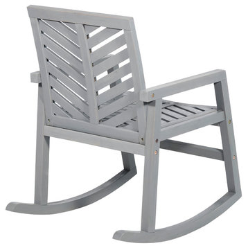 Outdoor Chevron Rocking Chair, Gray Wash