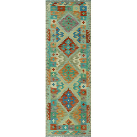 Sangat Kilim Lev Rust/Green Runner, 2'8x8'3