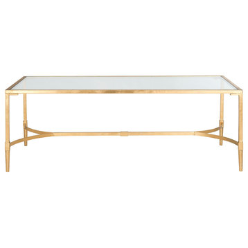 Safavieh Antwan Coffee Table, Gold, Tempered Glass Top