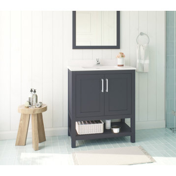 Ove Decors Vegas Single Sink Bathroom Vanity Set, Dark Charcoal, 30"