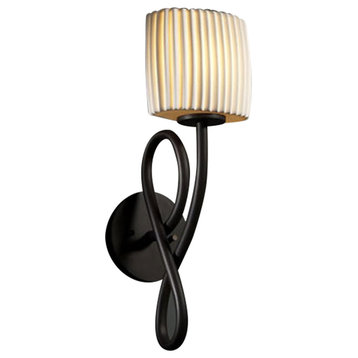 Limoges Capellini Wall Sconce, Oval, Dark Bronze With Pleats Shade