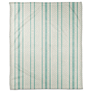 Watercolor Stripes Dots 50x60 Throw Blanket, Teal