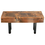easmantribe - Twin Sitting Bench - Sitting bench made of thick industrial wood rescued from a northern PA warehouse. A subtle but rugged functional bench coated in natural clear finish, this bench is both functional as a sitting bench, side or coffee table in the right environment. Measurements: 36"L x 13"W x 18"H x 5"D