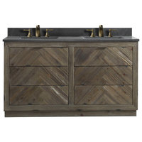 Legion Furniture Double Sink Vanity, Rustic Brown, 60"